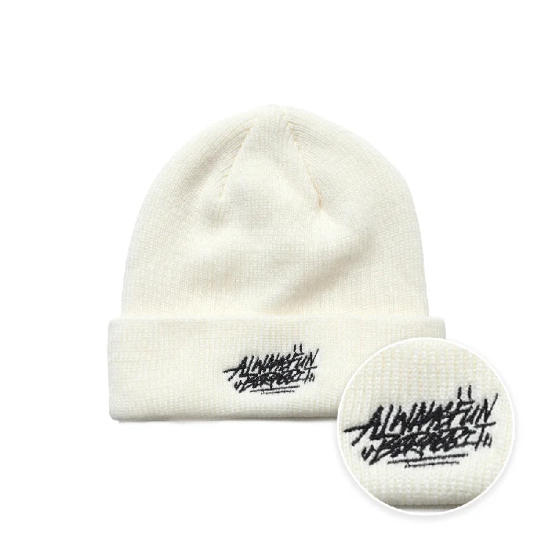 BSRAWF EMBR BEANIE WHITE