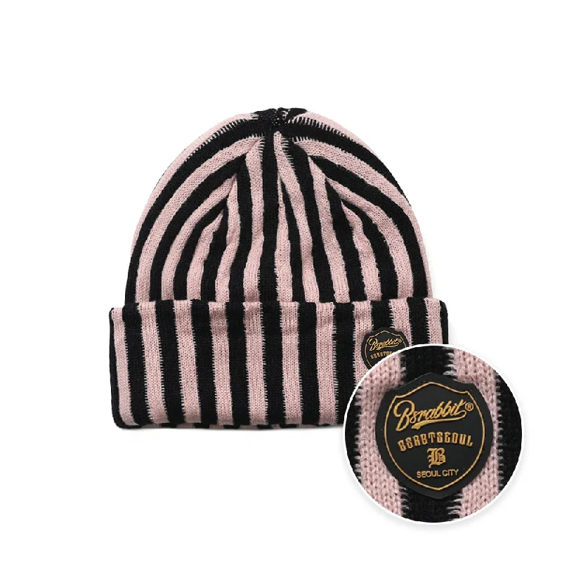 STRIPE BEANIE PINK