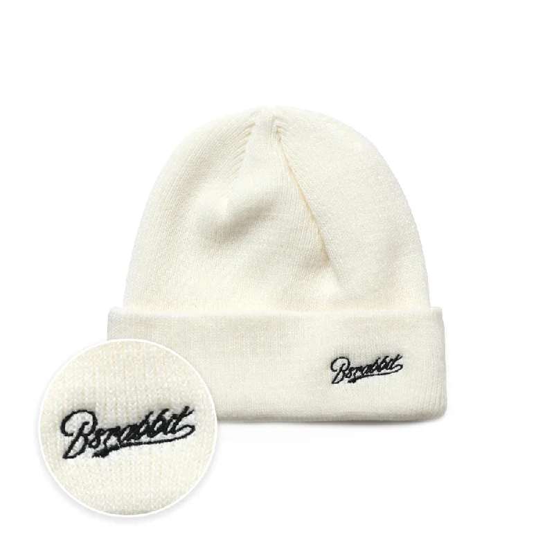 LOGO EMBR BEANIE WHITE