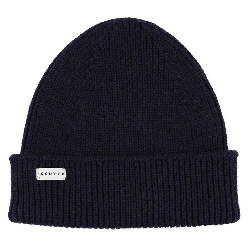 Ribbed Merino Beanie / Navy