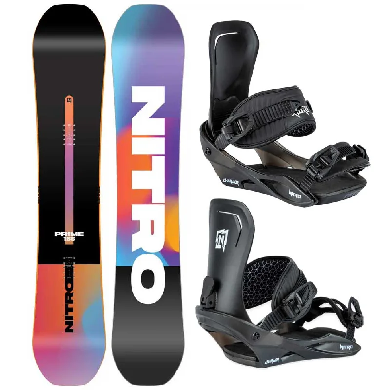 Nitro Men's Prime Chroma Cam-Out Snowboard + Nitro Charger Bindings Package 2025