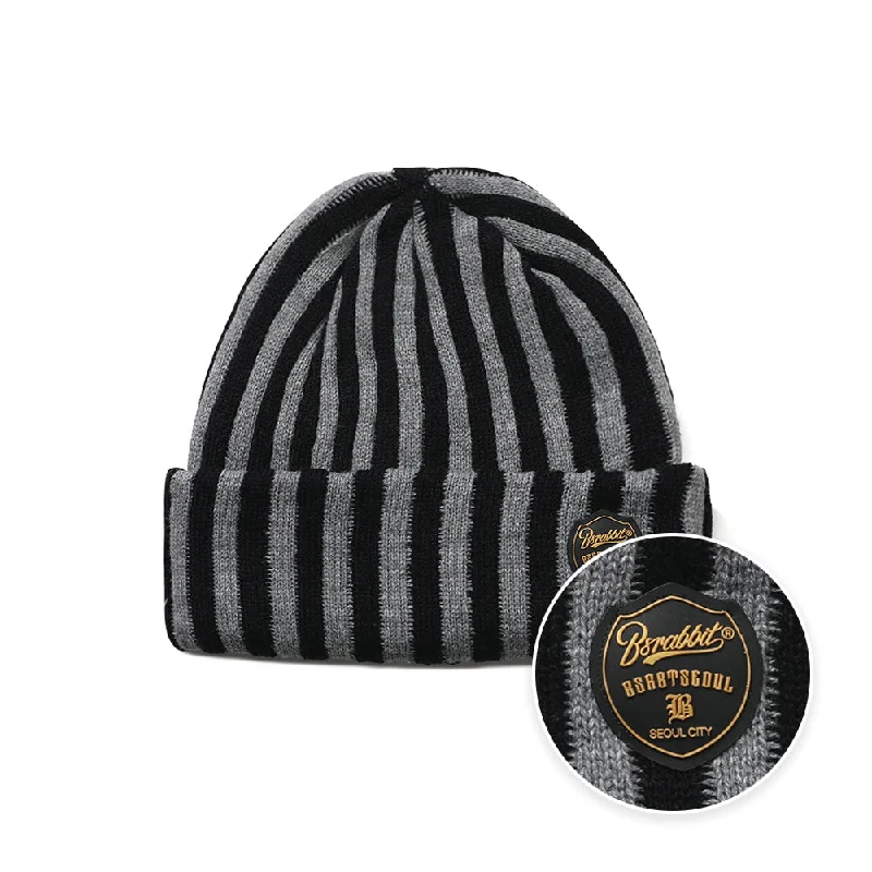 STRIPE BEANIE GRAY