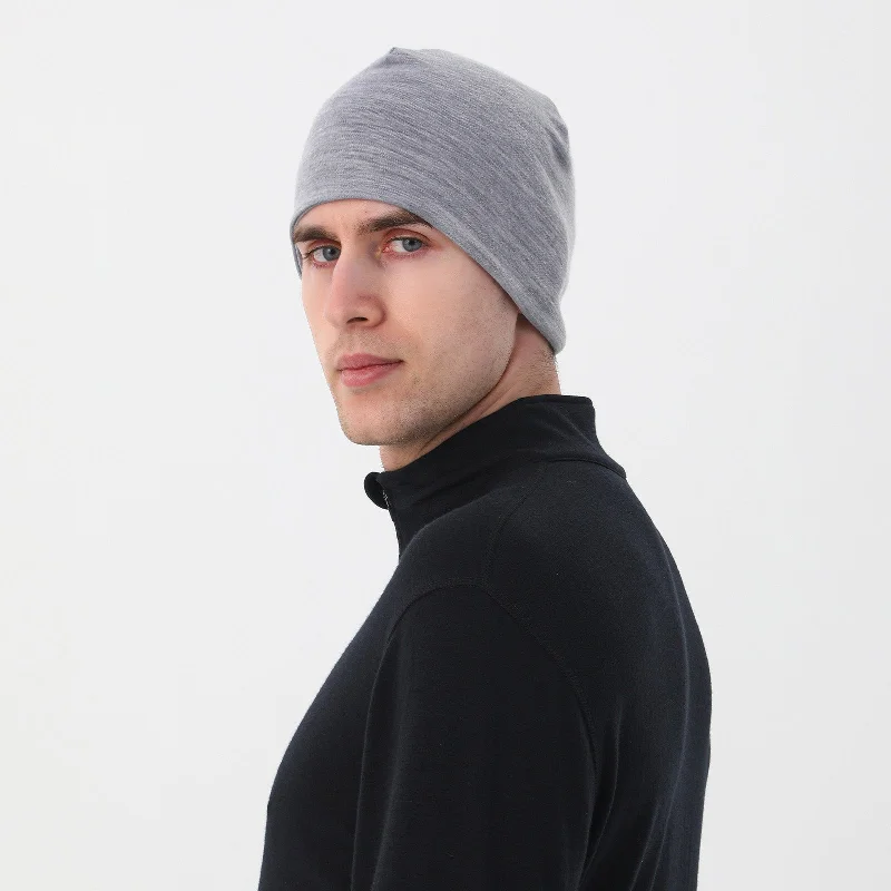 Unisex Merino 240g Beanie Heather Grey